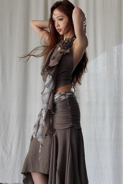 Color Clash Swing Vest & Skirt Set-Up