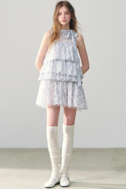 Light Blue Gingham Tutu Dress