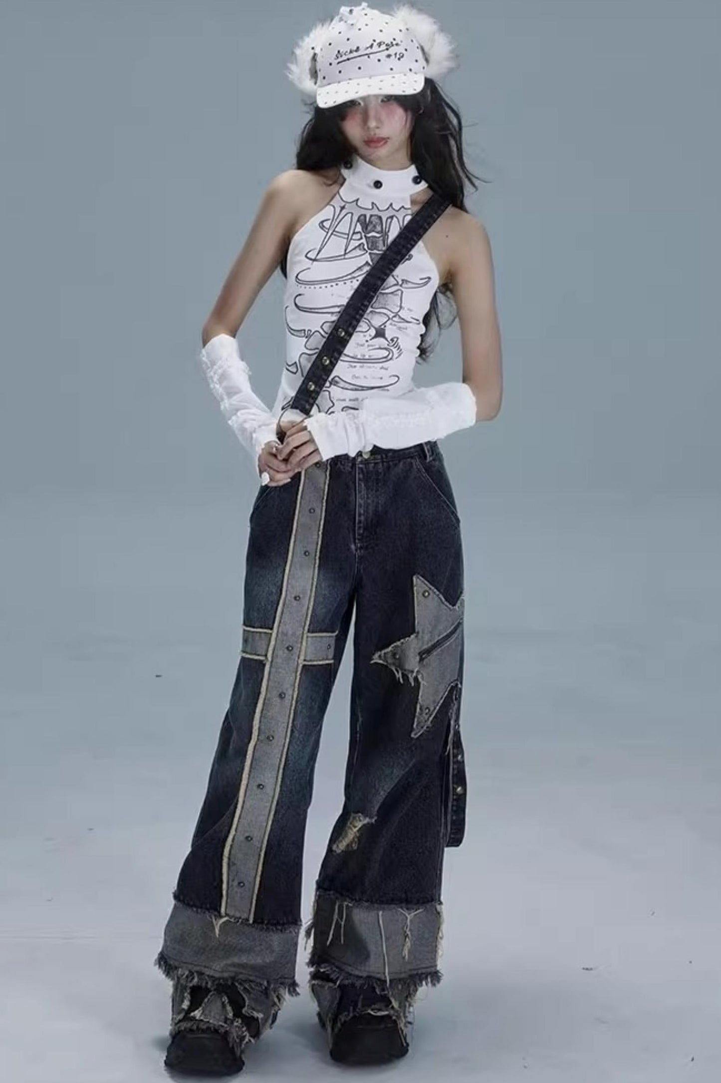 Denim Wide-Leg Trousers