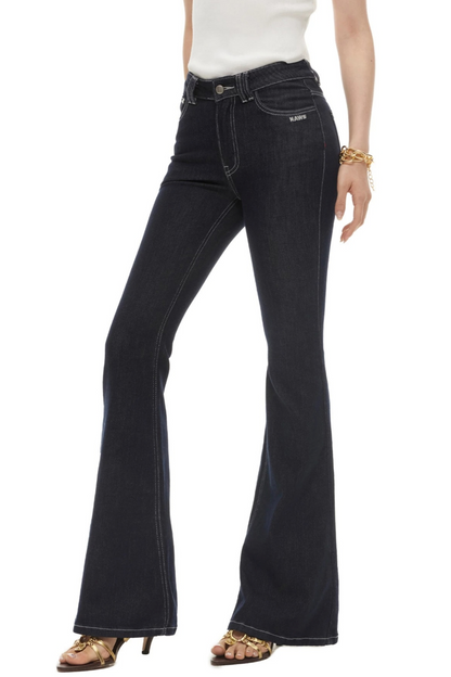 Washed Denim Flared Pants