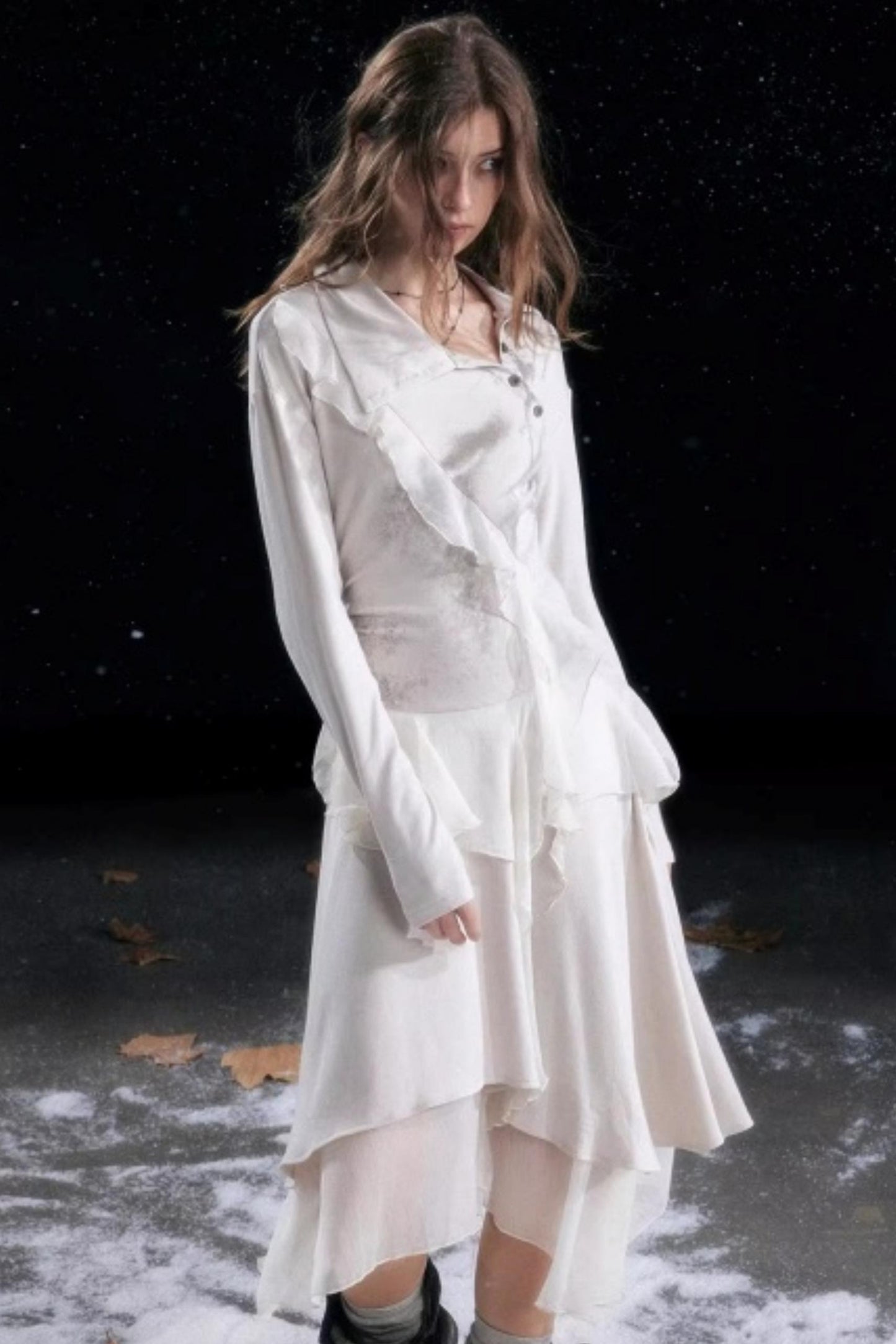 Irregular Gradient Ruffle Dress