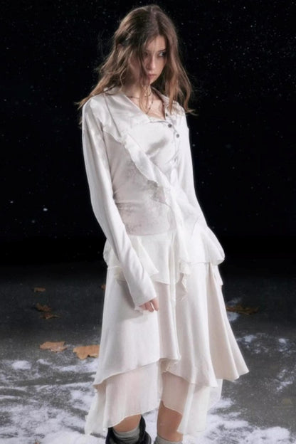 Irregular Gradient Ruffle Dress