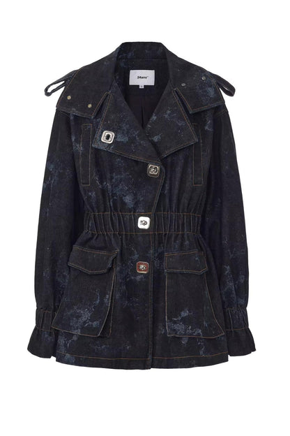 Tie-Dye Stand-Up Collar Jacket