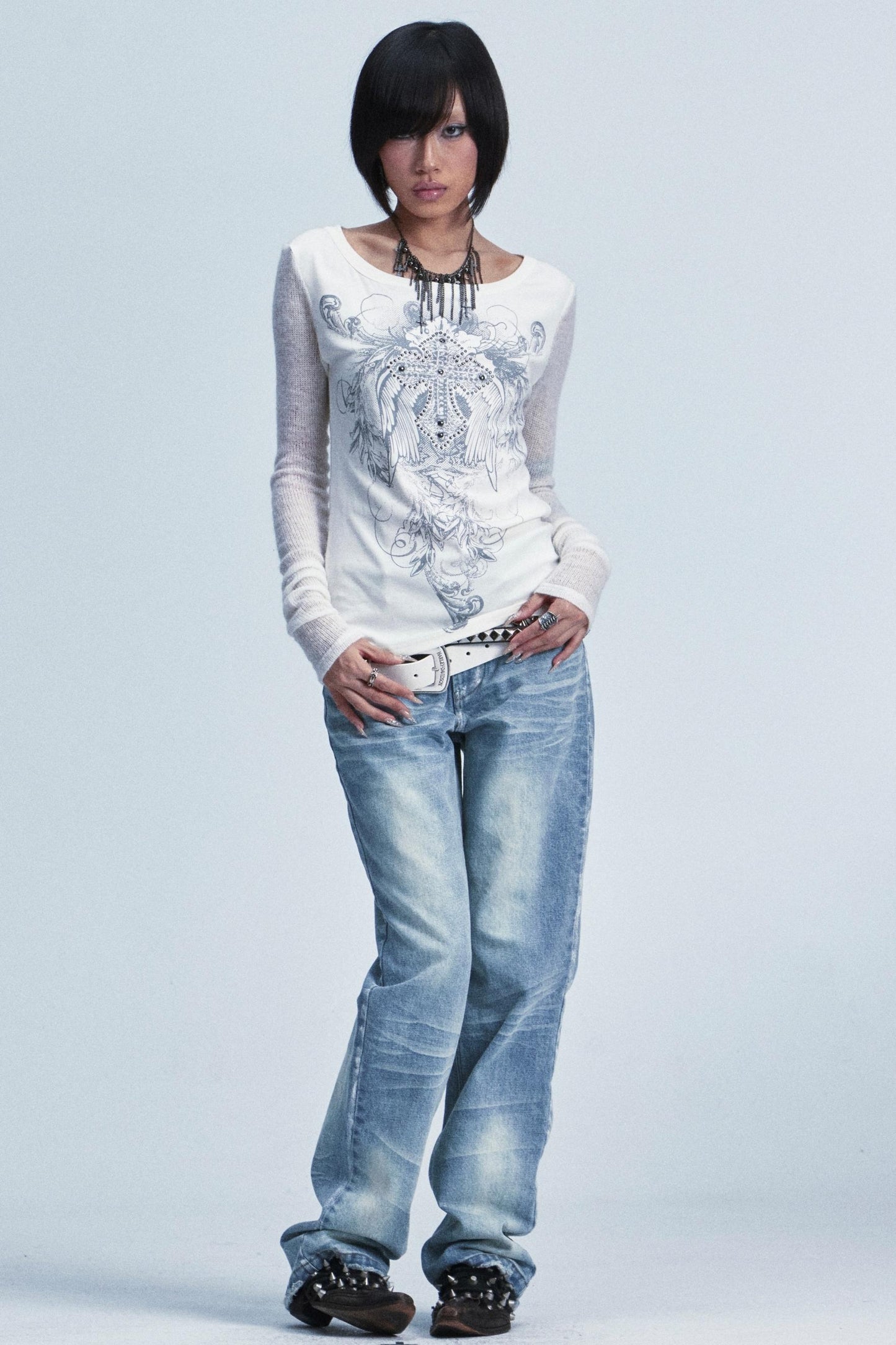 Vintage Washed Distressed Jeans Pants