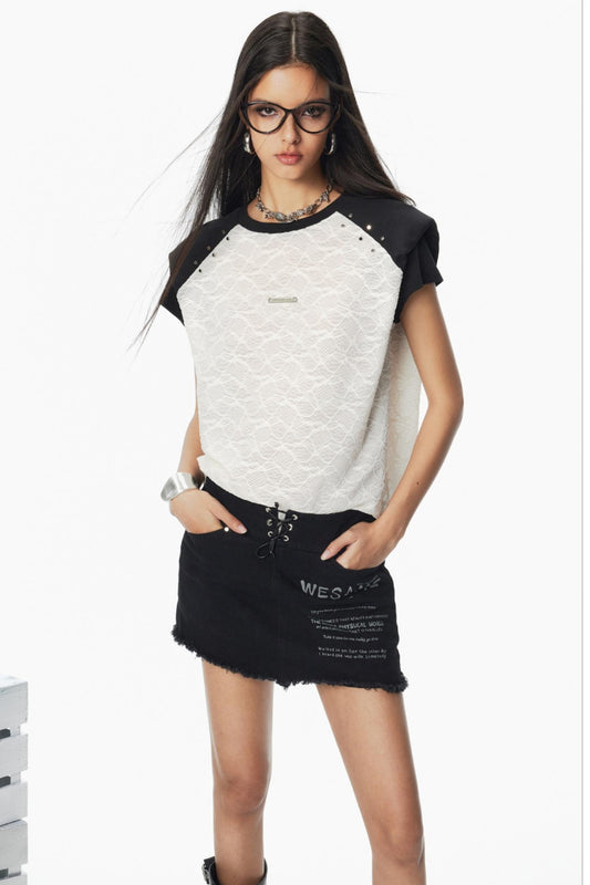 Black & White Shoulder Pad T-Shirt