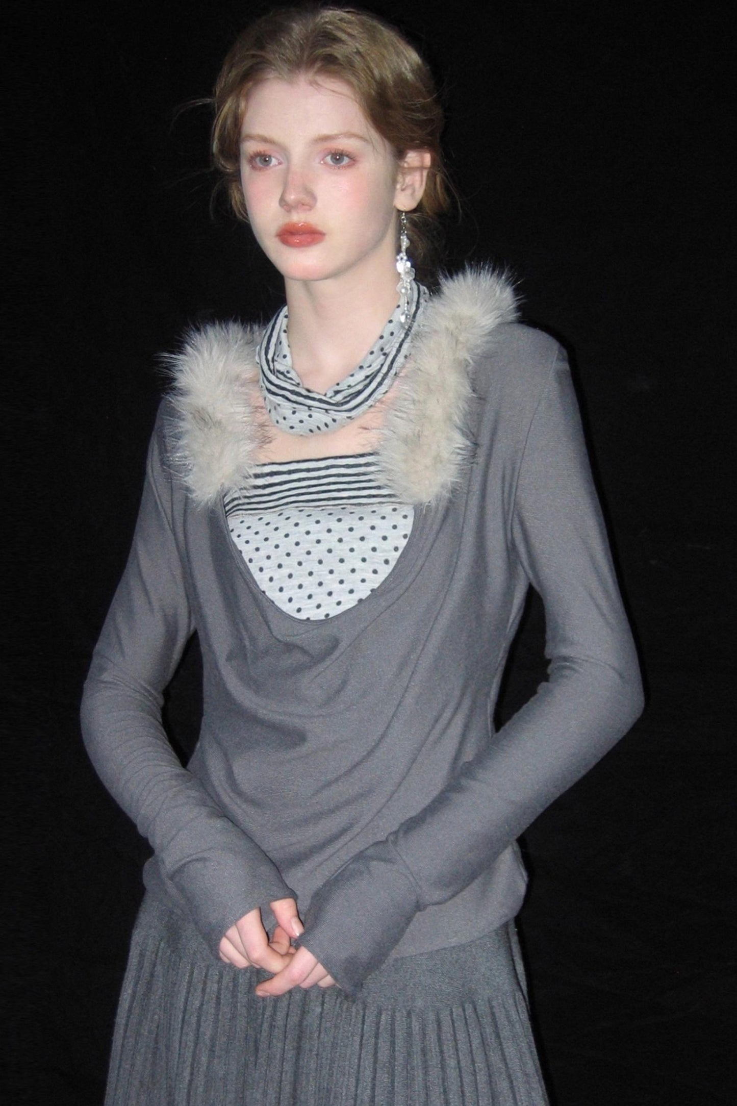 Pink Lace Polka Dot Top Set-Up