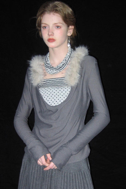 Pink Lace Polka Dot Top Set-Up