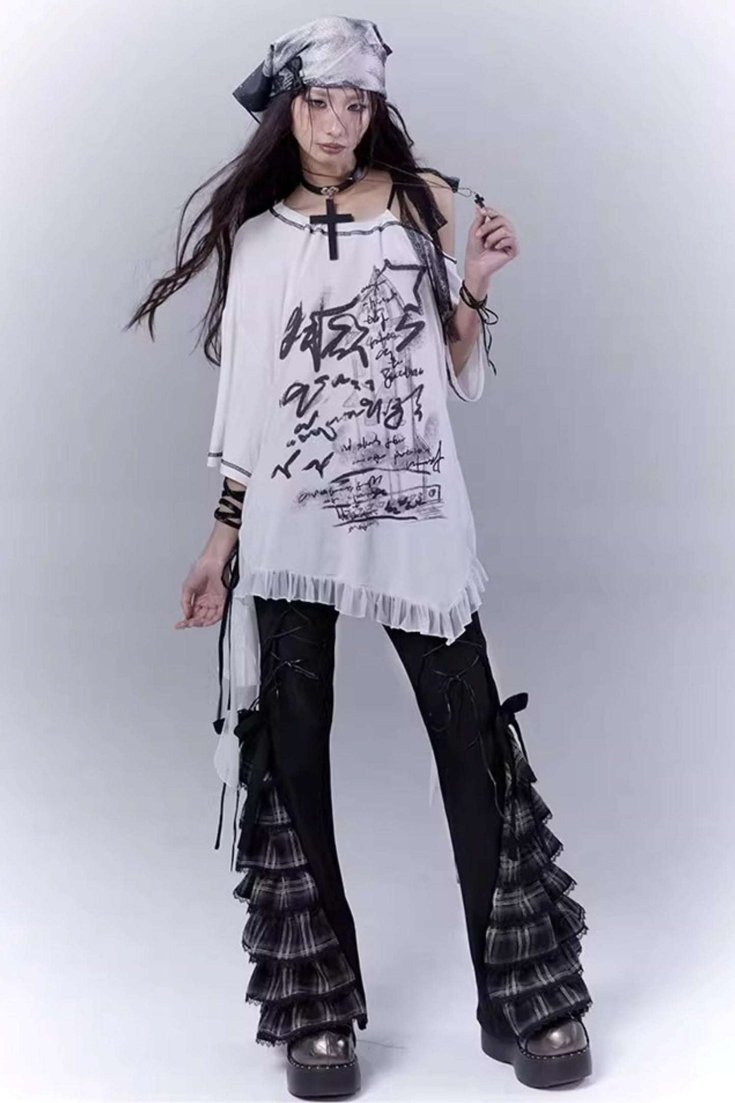 Century Plaid Lace Pants