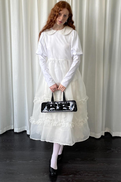 Puff Sleeve Crew Neck Long-Sleeved Top