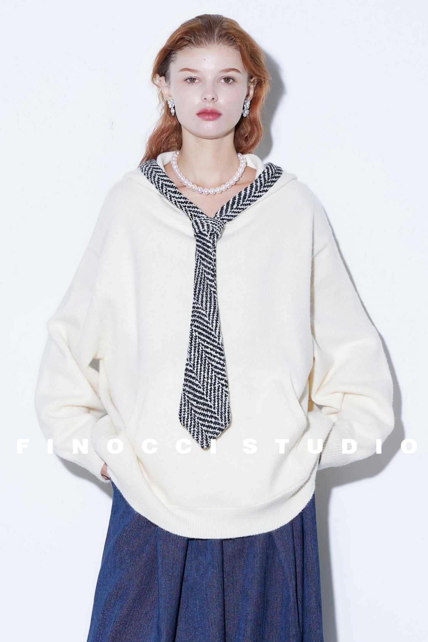 Herringbone Hooded Winter Top