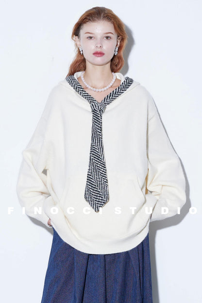 Herringbone Hooded Winter Top