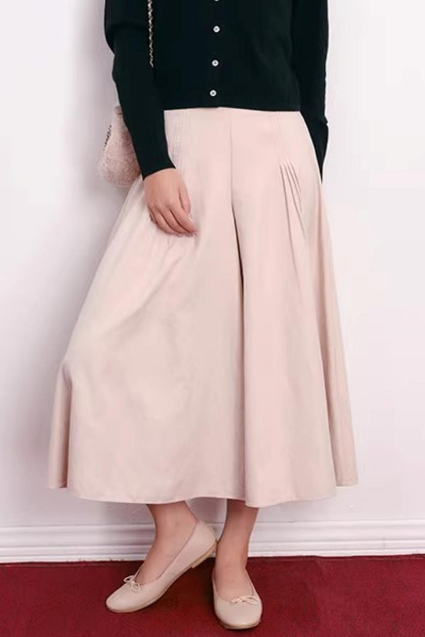 Vintage Pleated Wide-Leg Skirt Pants