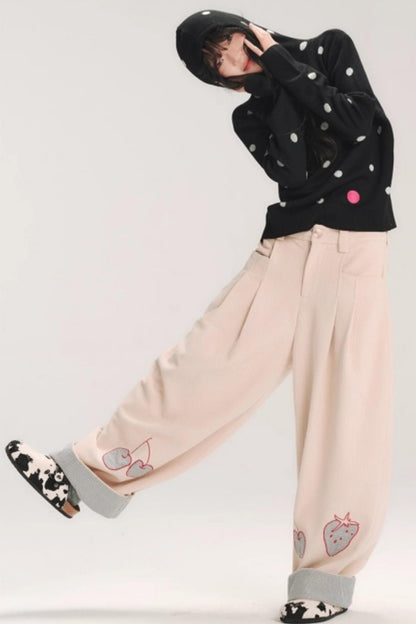 Hand-Painted Plaid Corduroy Pants