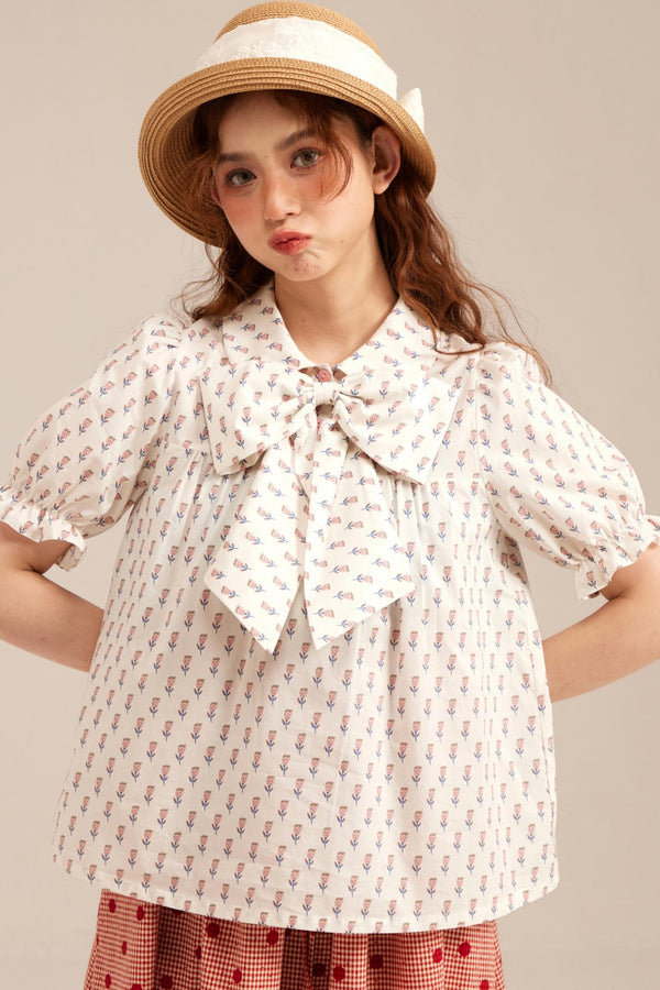 Vintage Floral Doll Collar Shirt