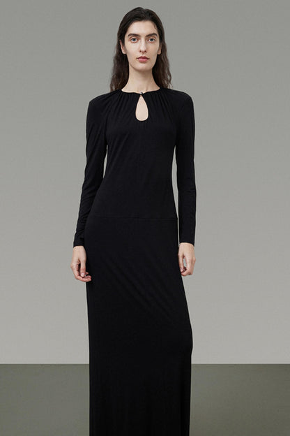 Elegant Black Slim Long Dress