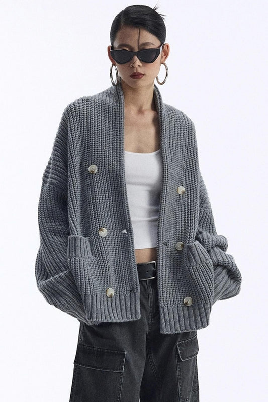 Lazy Style Large Pocket Knitted Cardigan