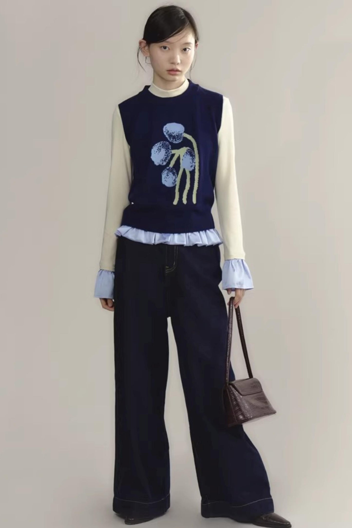 Retro Jacquard Layered Vest