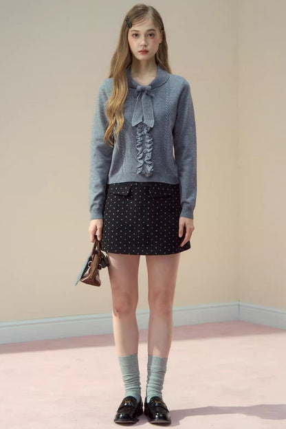 Forest Gray Lace Knit Sweater