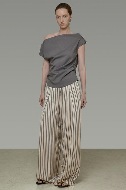 High-Waist Striped Wide-Leg Pants