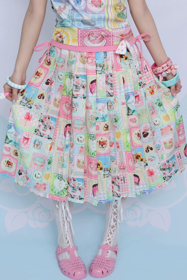 Patchwork Pleated Skirt