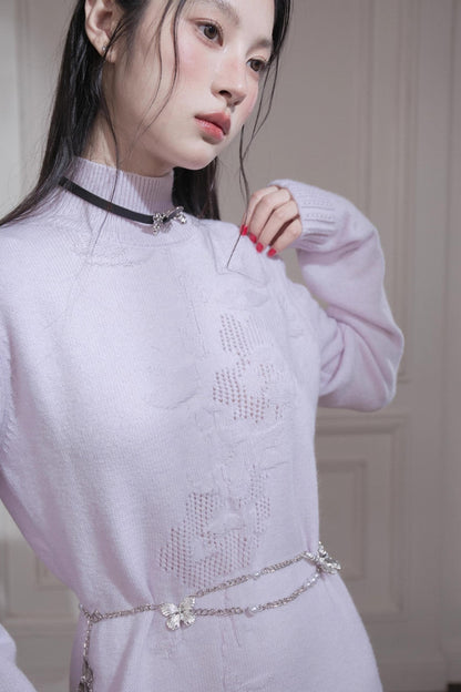 Light Purple Embossed Wool Dress