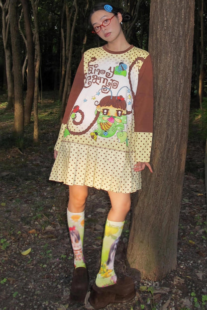 Fairy Camp Beige Pleated Dress