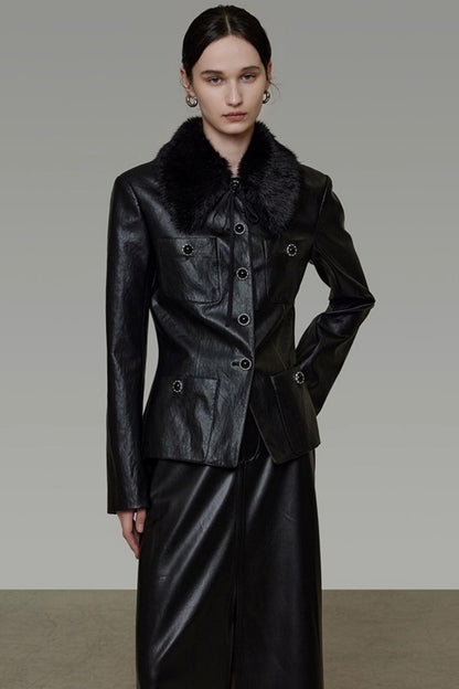 Fur Collar Patchwork Jacket