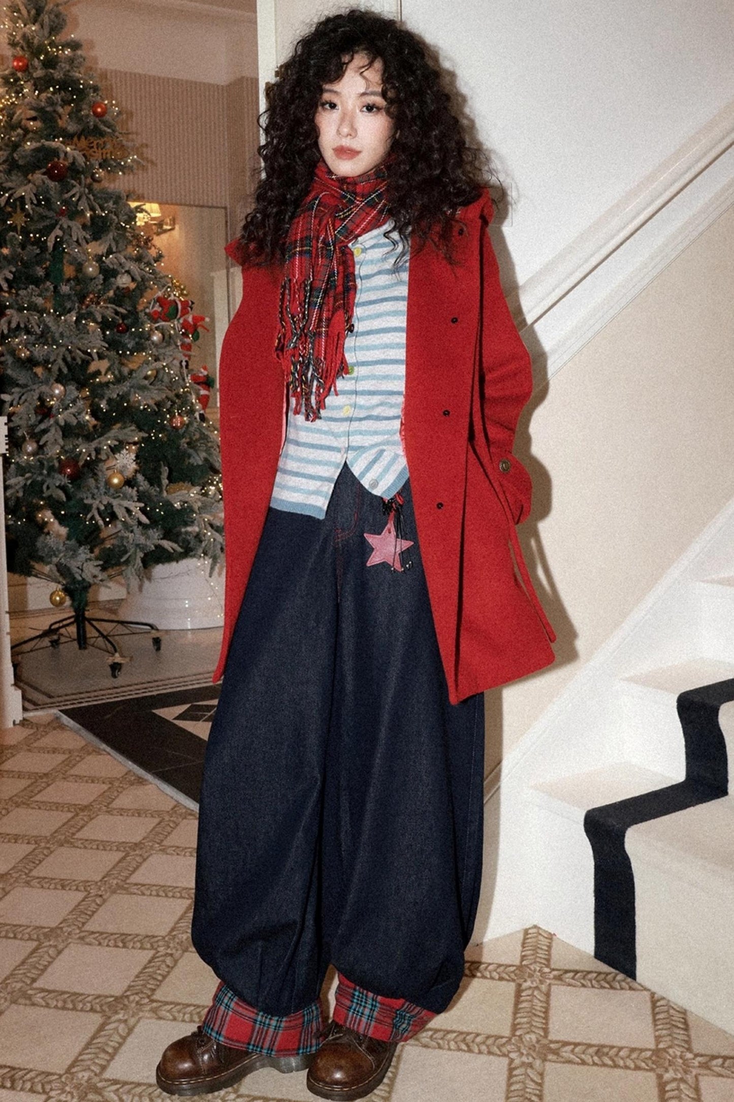 Patchwork Retro Denim Pants Set-Up