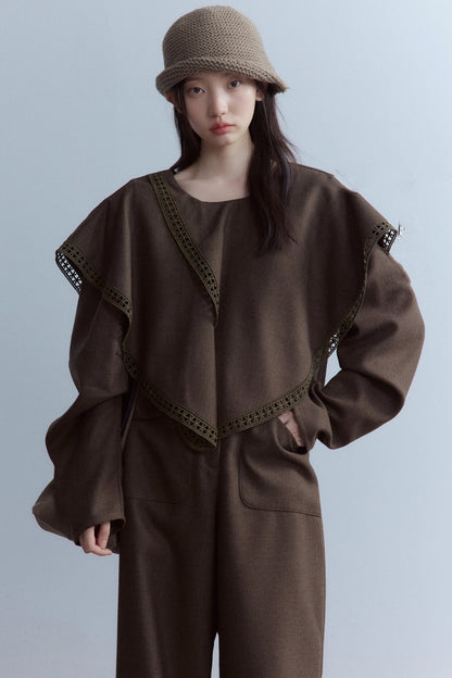 Moss Green Fishbone Wool Top