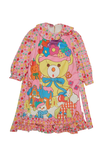 Doll Collar Bear Print Dress