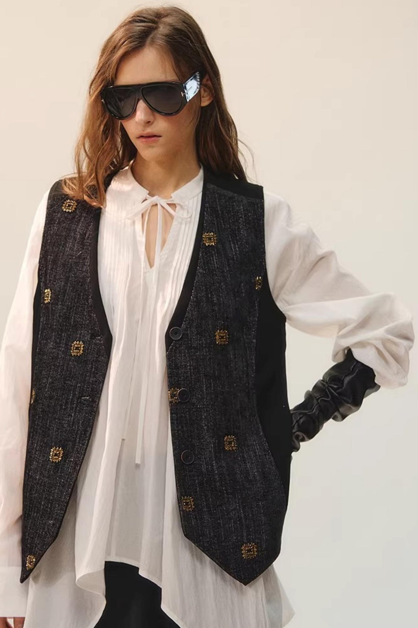 White Fluff Pleated Shirt