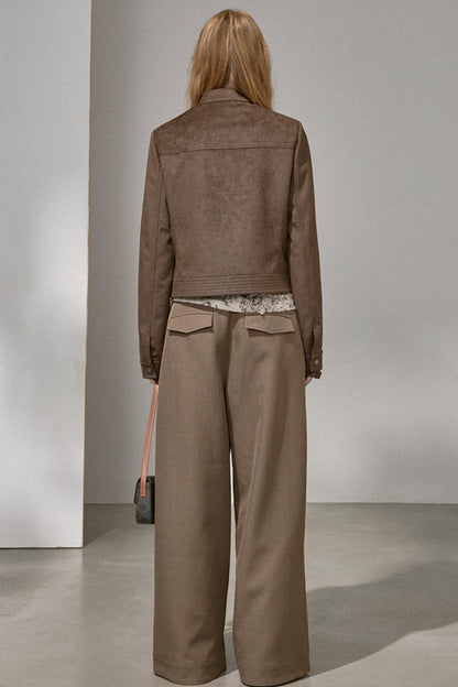Suede Tailored Short Jacket