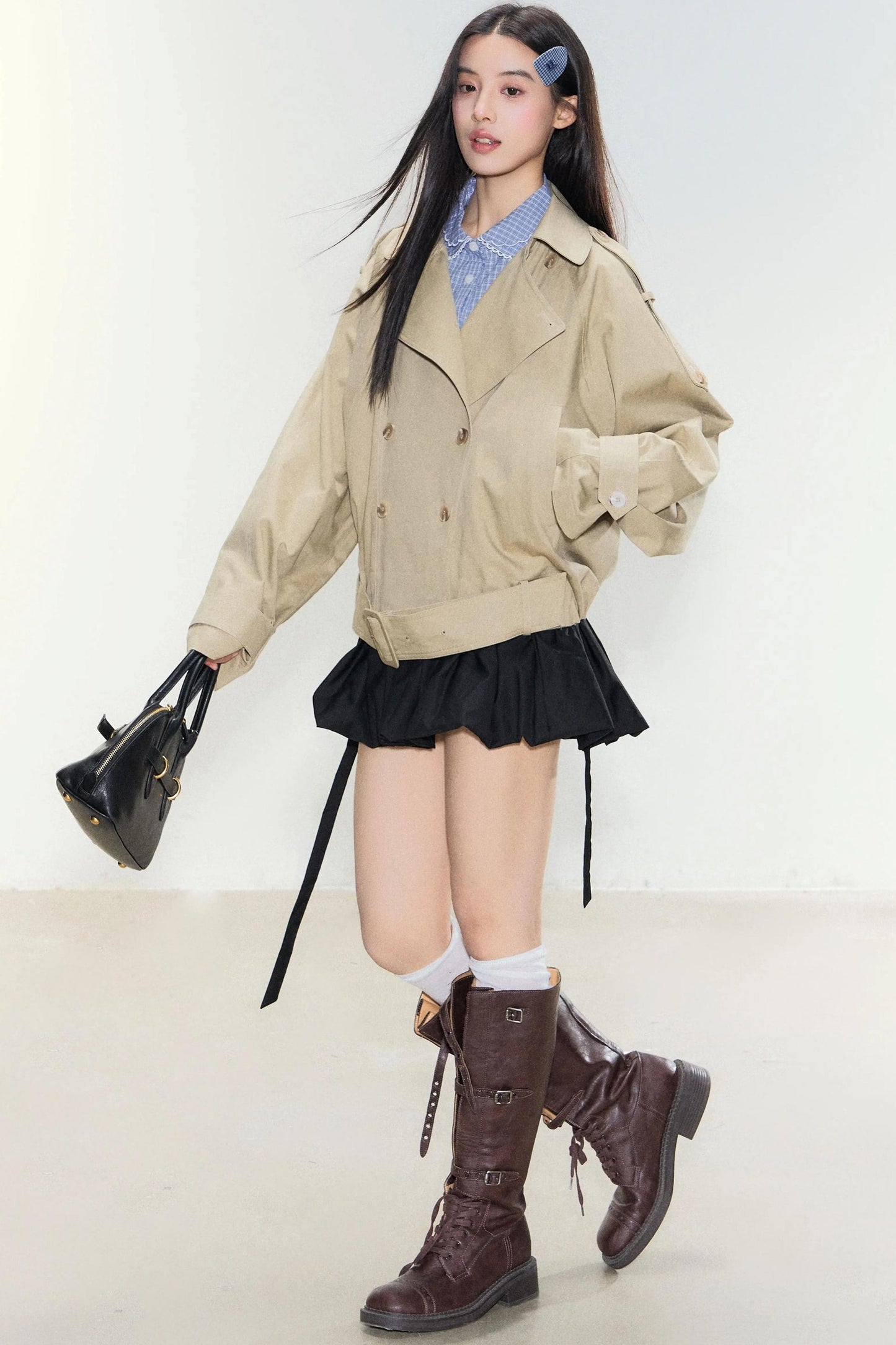 Khaki Cinched Waist Trench Coat