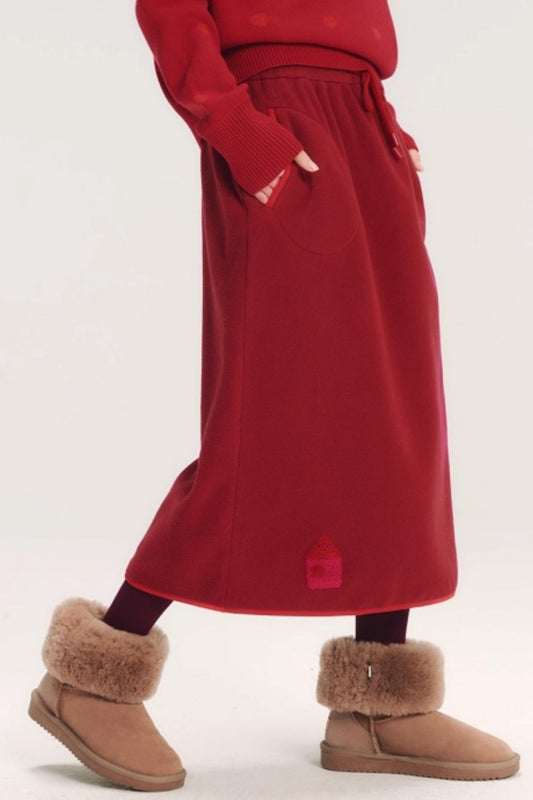 Embroidered Color-Block Skirt