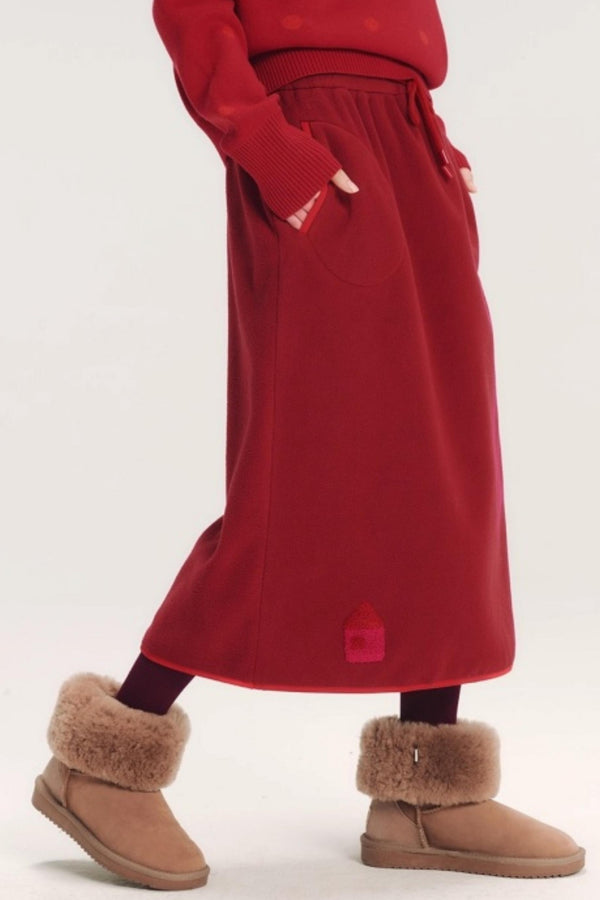 Embroidered Color-Block Skirt