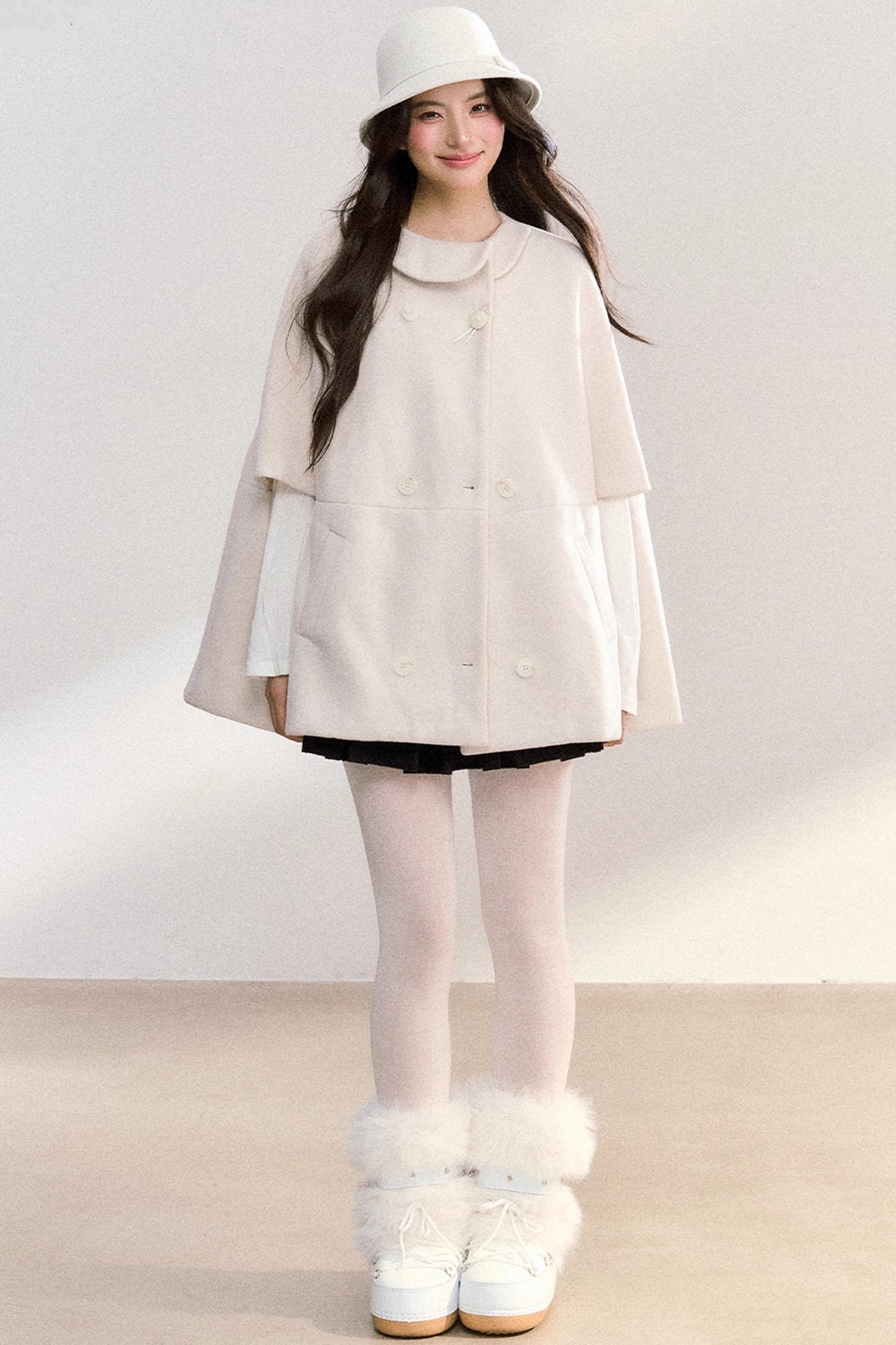 Doll Collar Woolen Cape Coat