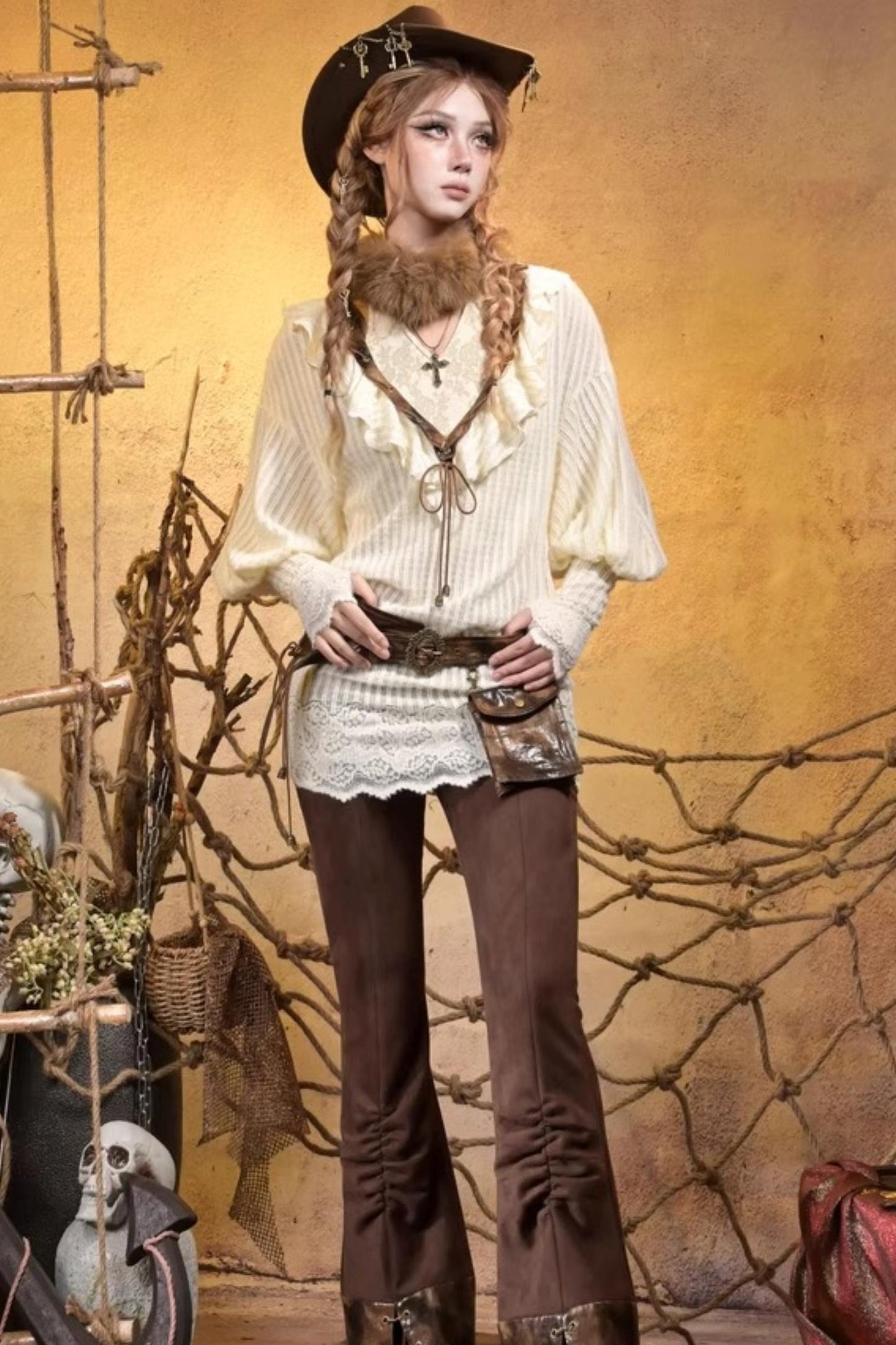 Punk Retro Knitted Dress Set-Up