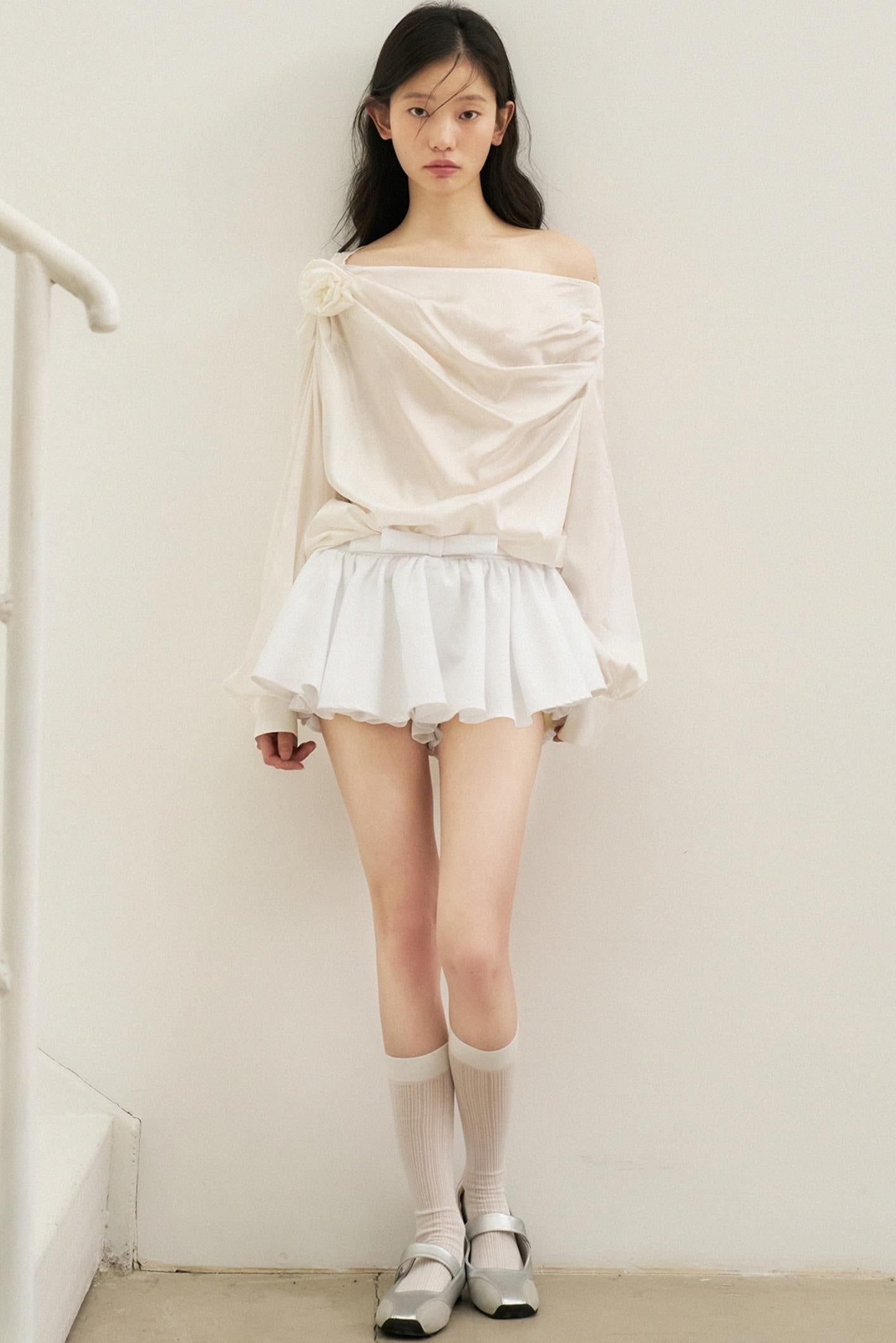 Satin Pleated Mini Skirt