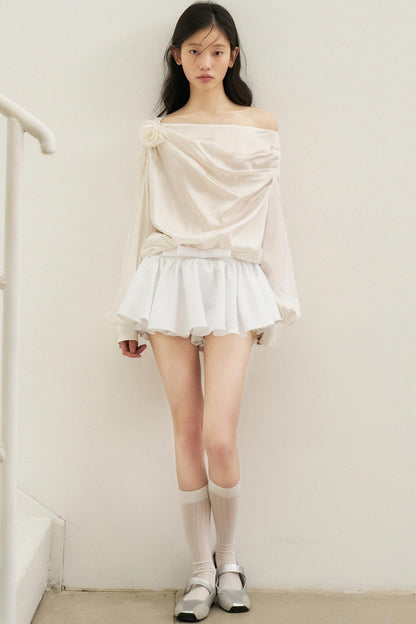 Satin Pleated Mini Skirt