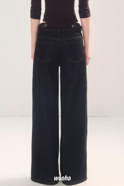 Pleated Pocket Wide Leg Jeans