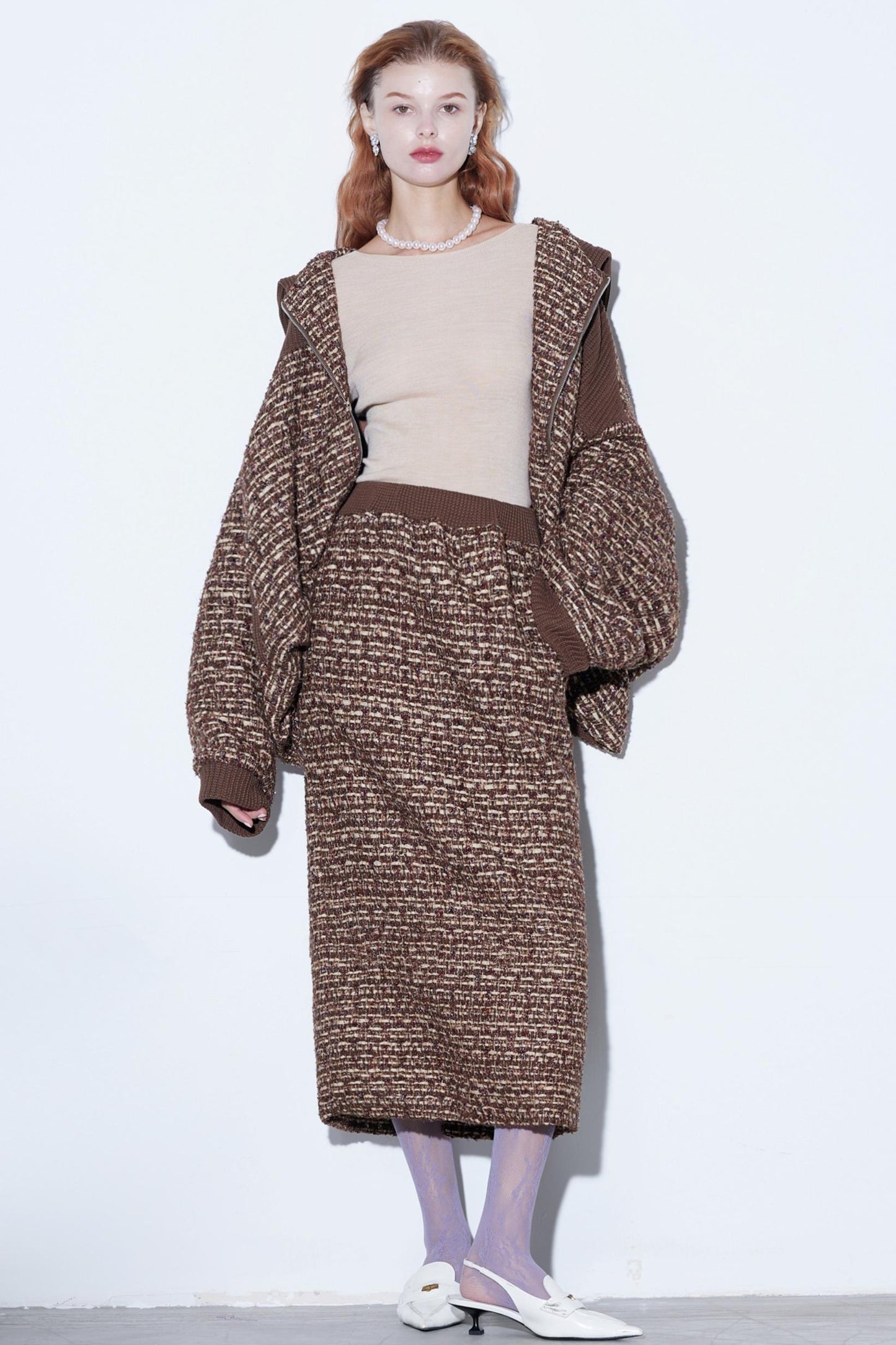 Silk Tweed Patchwork Skirt Set-Up