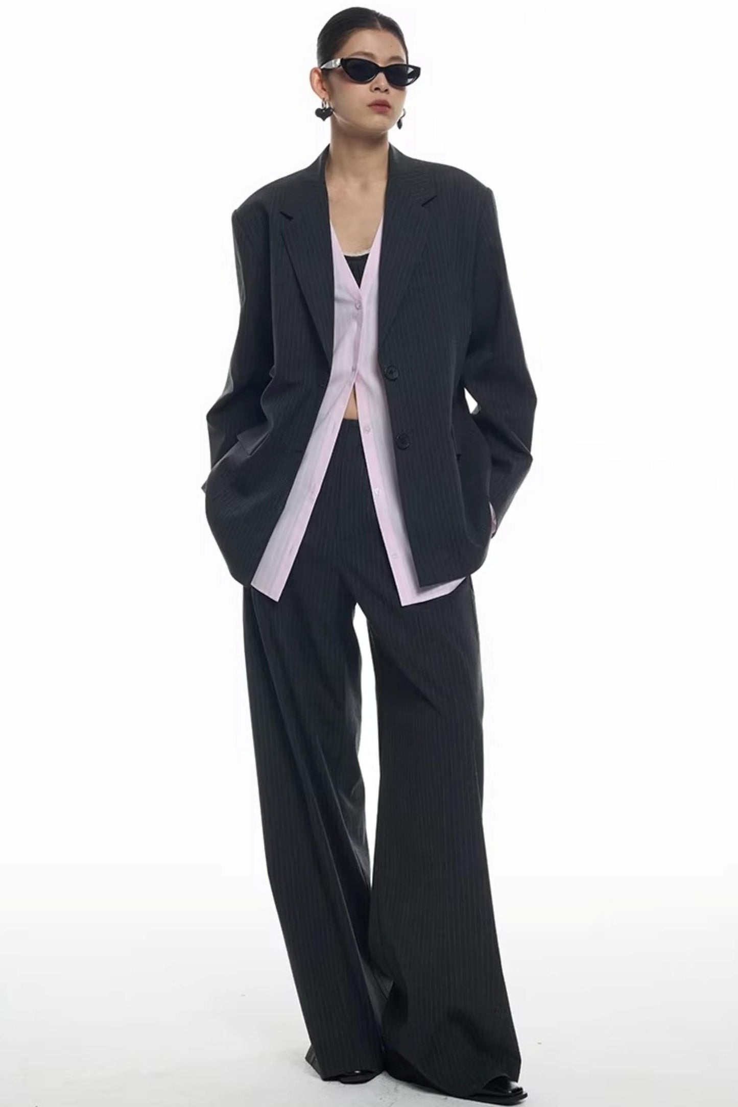 Striped Patchwork Blazer Jacket