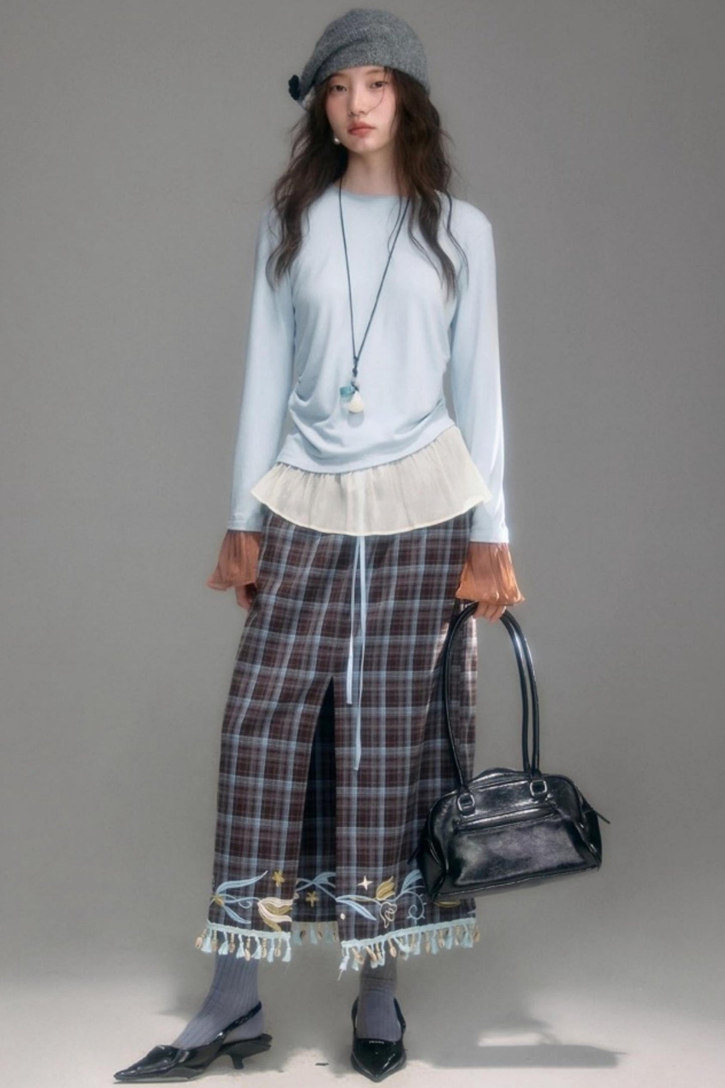 Floral Vintage Front Slit Skirt