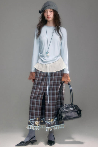 Floral Vintage Front Slit Skirt