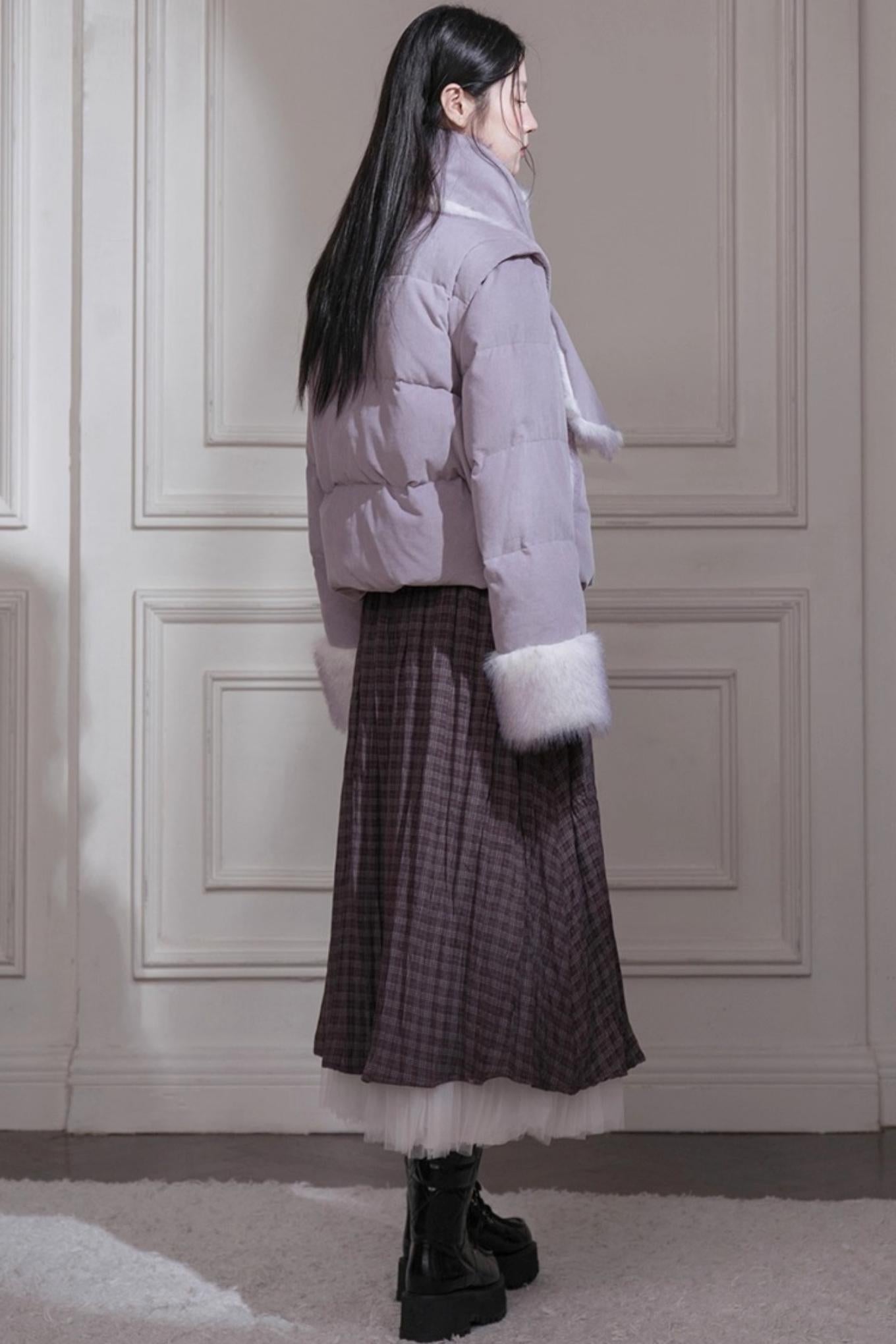 Romantic Pleated Plaid Skirt