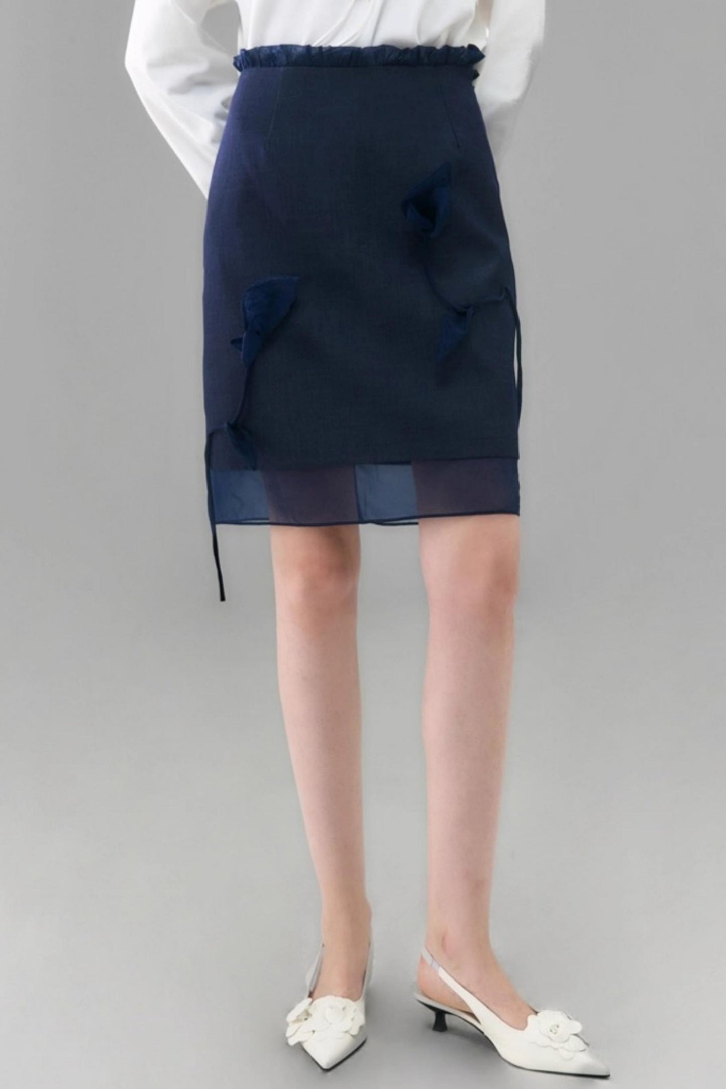 Denim Patchwork Organza Skirt