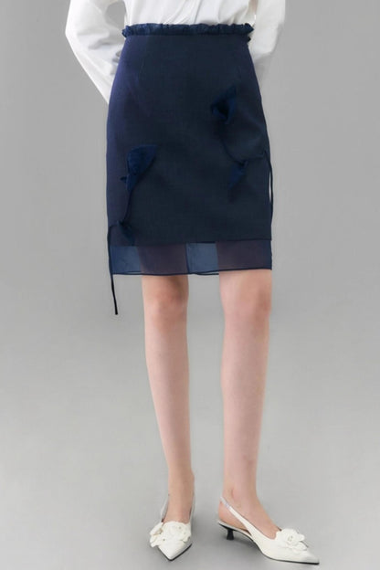Denim Patchwork Organza Skirt