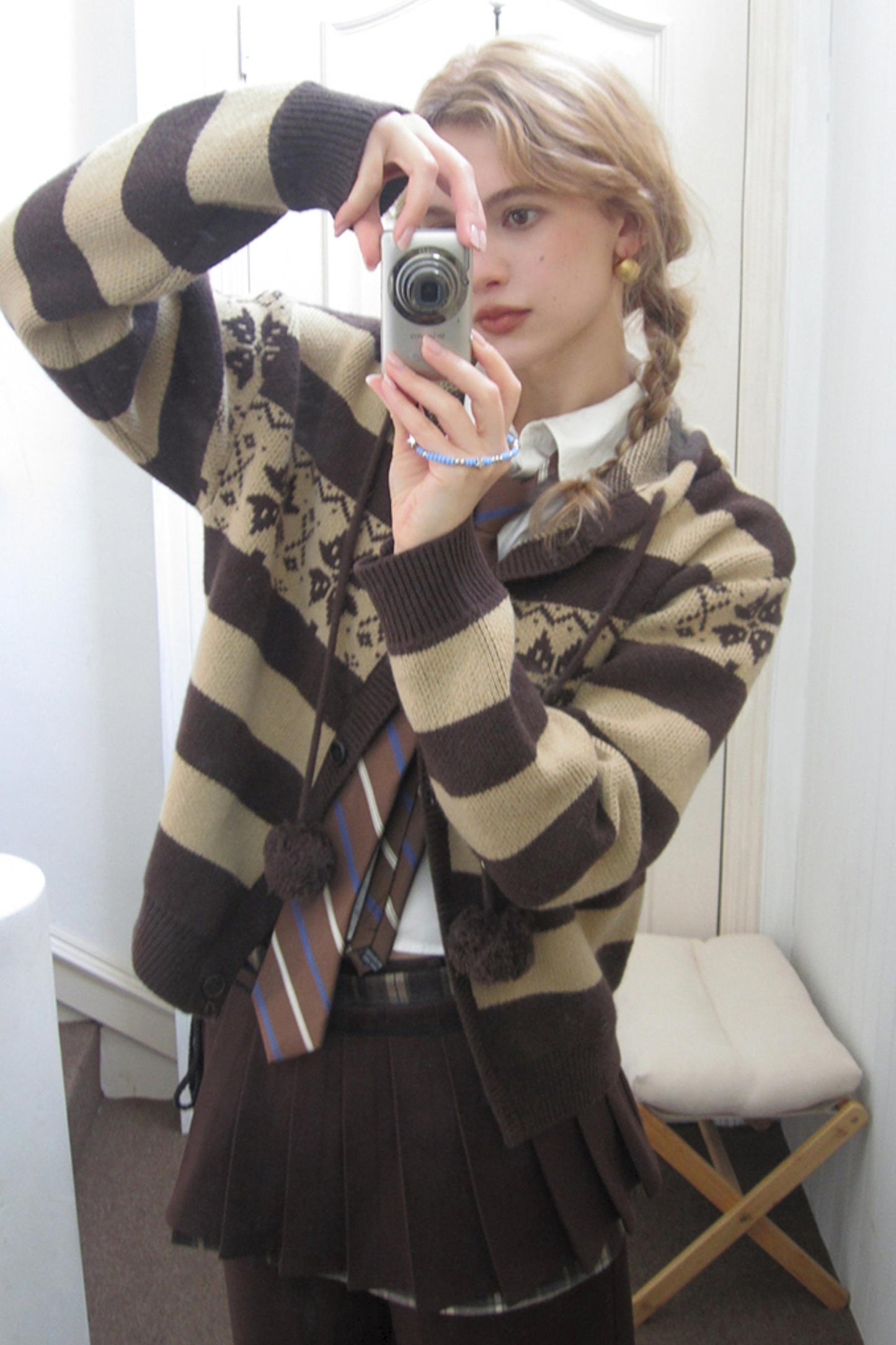 American Retro Fair Isle Wool Cardigan