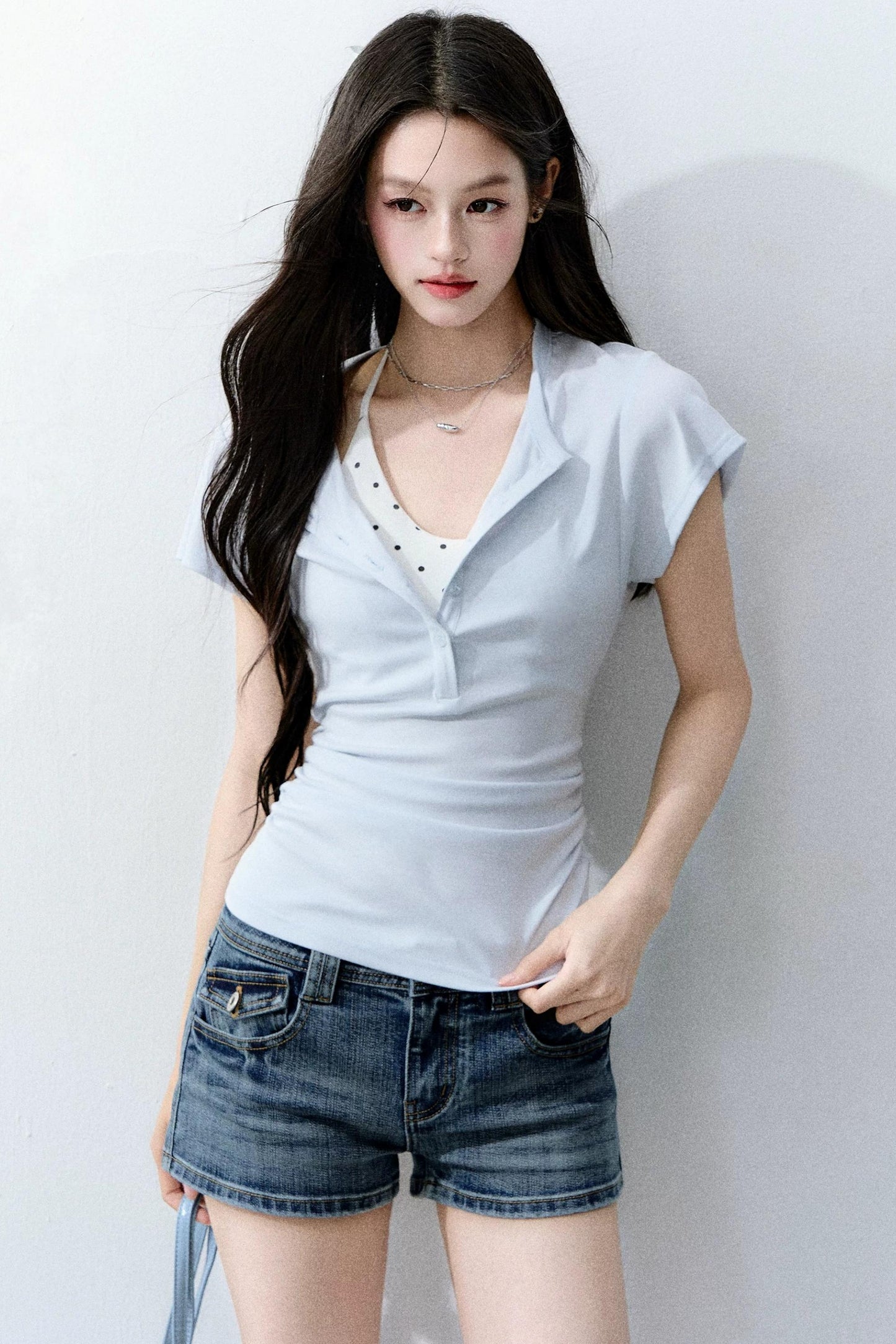 Henry Collar Slim-Fit T-Shirt Set-Up