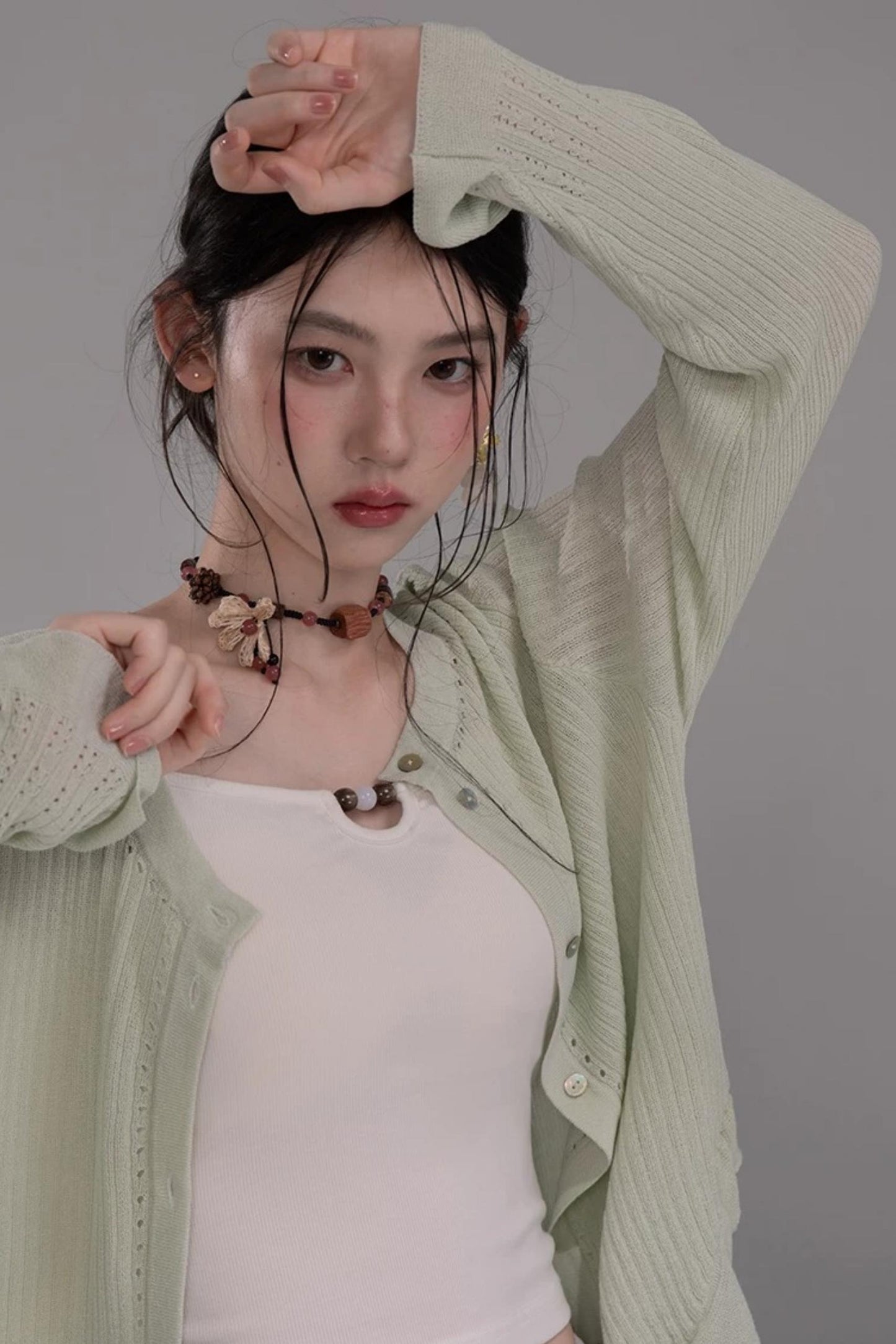 Cloud White Knit Cardigan Top